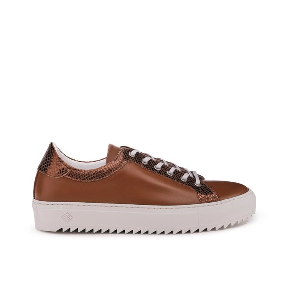 Mens Billy Leather Low Top Sneaker in Royal Cognac - Picture 1 of 5